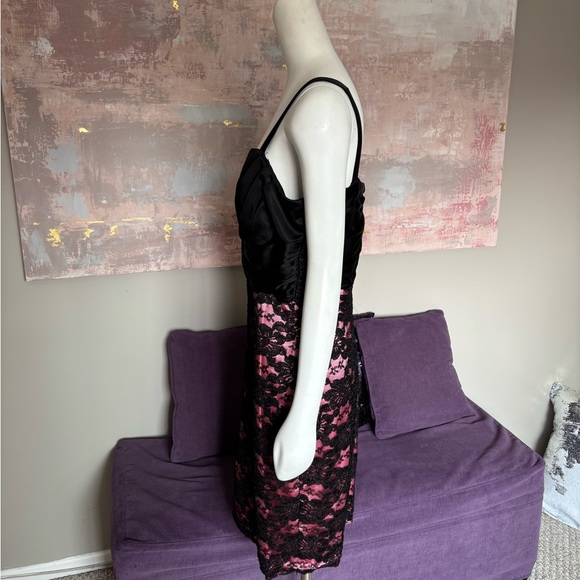 Le Chateau Black and Pink Lace Midi Dress with Corset Style Top Size XL - Picture 8 of 9